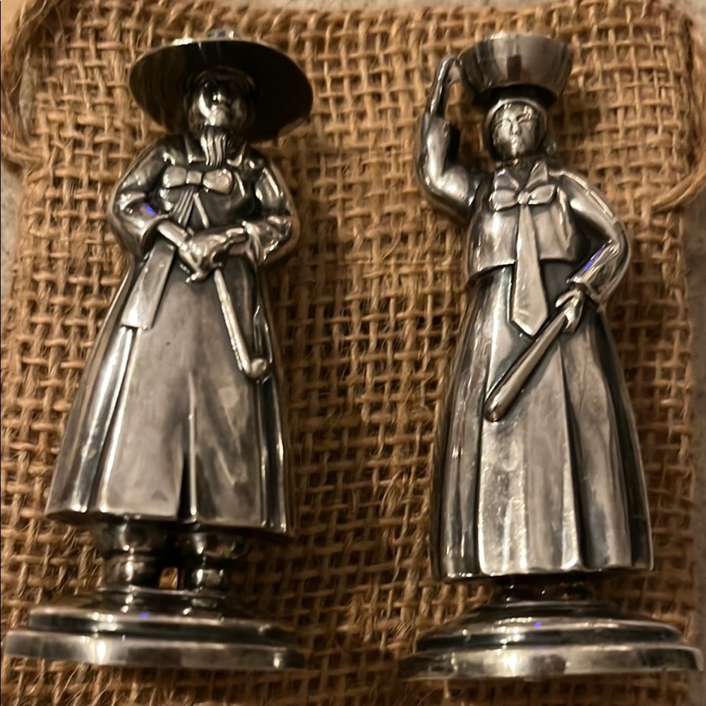 Antique Japanese Yokohama sterling silver salt and pepper shakers